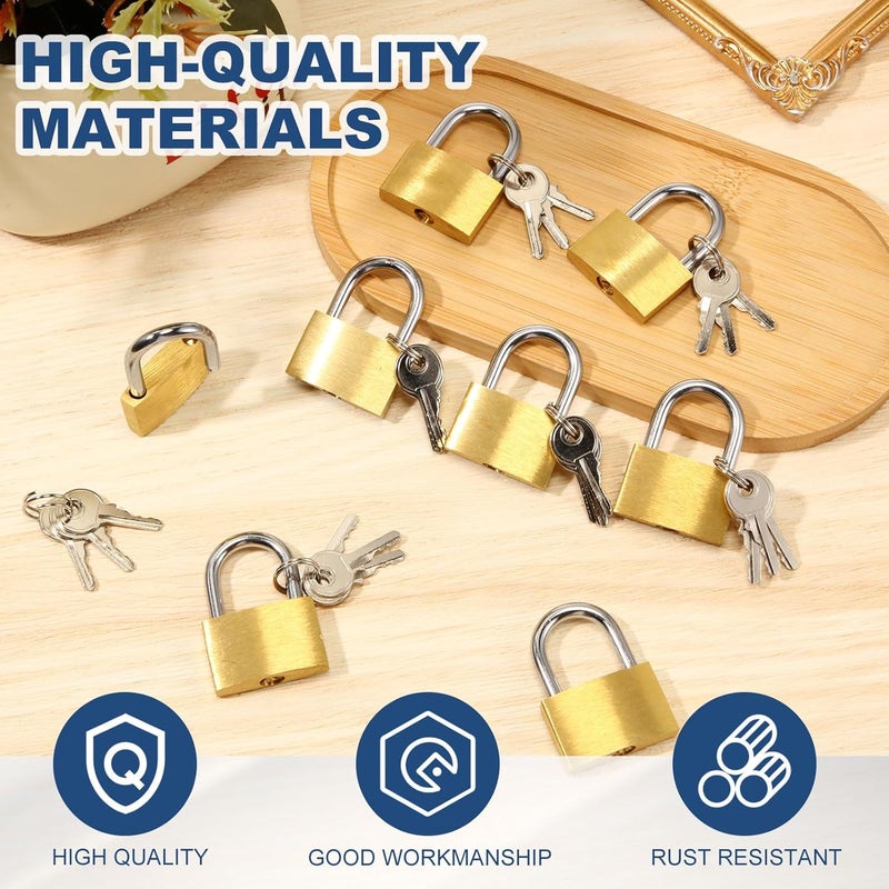 Yaocom 24 Pcs Solid Brass Keyed Padlock, Small Yellow Gym Lock, Strong Padlock with Same Key for Luggage Toolbox (30mm 1-3/16'') - Image 2